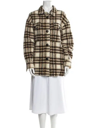 Pre-owned Isabel Marant Étoile Virgin Wool Plaid Print Jacket In Neutral