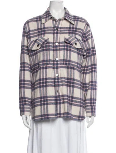 Pre-owned Isabel Marant Étoile Virgin Wool Plaid Print Jacket In White