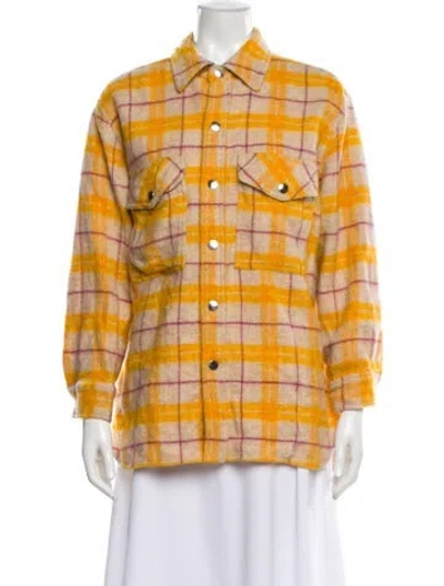 Pre-owned Isabel Marant Étoile Virgin Wool Plaid Print Jacket In Yellow