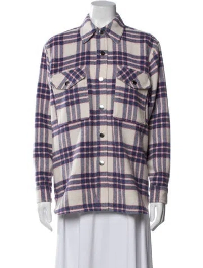 Pre-owned Isabel Marant Étoile Virgin Wool Printed Faux Fur Jacket In Blue