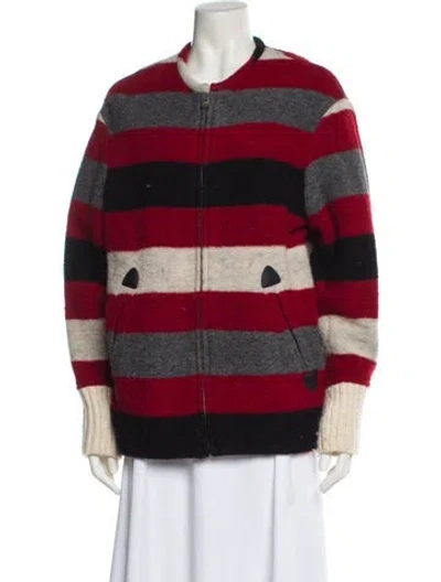 Pre-owned Isabel Marant Étoile Virgin Wool Striped Jacket In Red