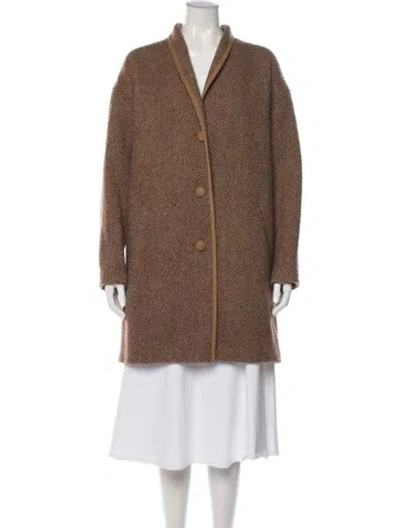 Pre-owned Isabel Marant Étoile Virgin Wool Tweed Pattern Coat In Brown
