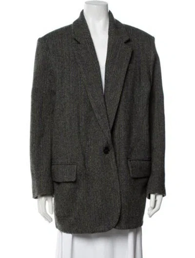 Pre-owned Isabel Marant Étoile Virgin Wool Tweed Pattern Coat In Green