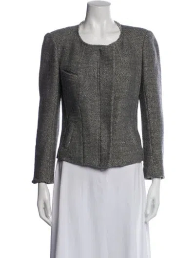 Pre-owned Isabel Marant Étoile Virgin Wool Tweed Pattern Evening Jacket In Gray