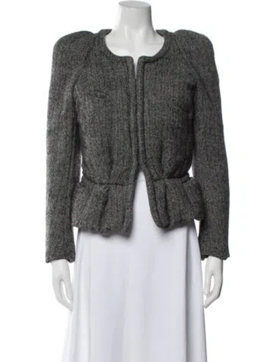Pre-owned Isabel Marant Étoile Virgin Wool Tweed Pattern Jacket In Gray