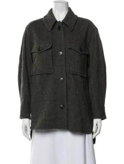 Pre-owned Isabel Marant Étoile Virgin Wool Tweed Pattern Jacket In Green
