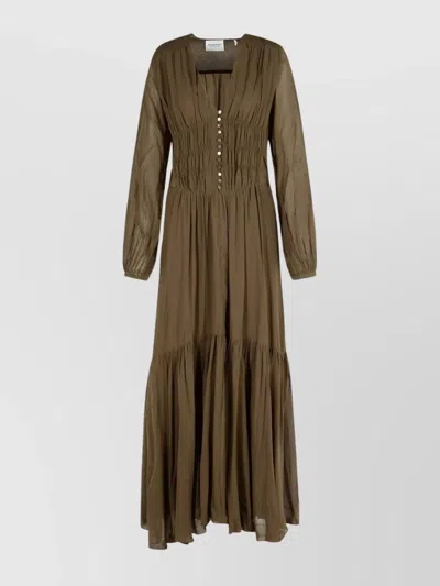 Isabel Marant Étoile Viscose Dress Button Detailing In Brown
