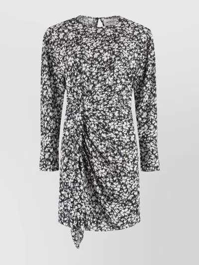 Isabel Marant Étoile Viscose Printed Dress Asymmetric Hem In Black