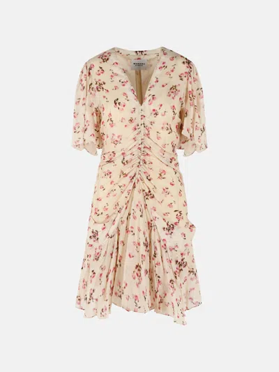 Isabel Marant Étoile Vivienne Viscose Dress Floral Ruched Design In Neutral