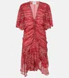 Isabel Marant Étoile Red Printed Muslin Short Vivienne Dress In Blue
