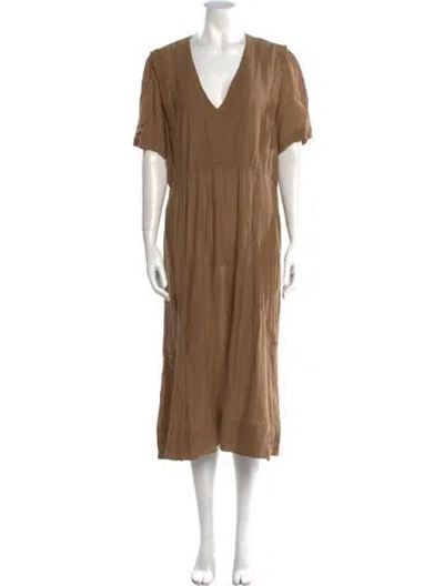 Pre-owned Isabel Marant Étoile V-neck Long Dress In Brown
