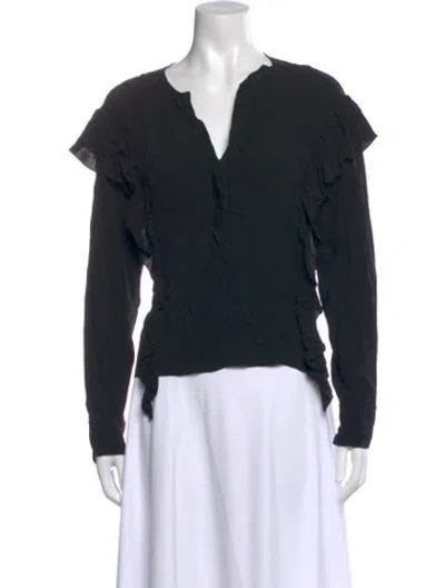 Pre-owned Isabel Marant Étoile V-neck Long Sleeve Blouse In Black