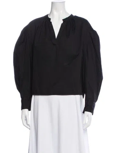 Pre-owned Isabel Marant Étoile V-neck Long Sleeve Blouse In Black