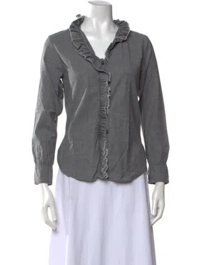 Pre-owned Isabel Marant Étoile V-neck Long Sleeve Blouse In Grey