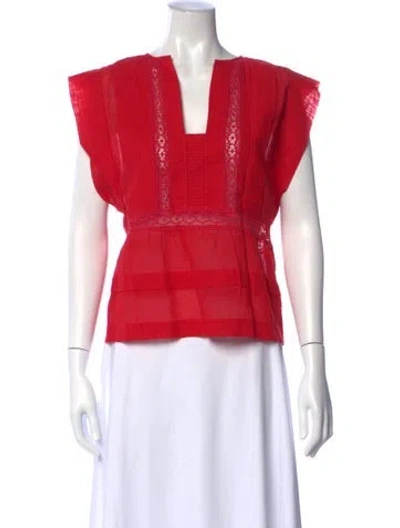 Pre-owned Isabel Marant Étoile V-neck Short Sleeve Blouse In Red