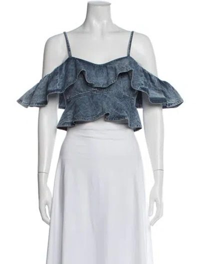 Pre-owned Isabel Marant Étoile V-neck Sleeveless Crop Top In Blue