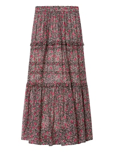 Isabel Marant Etoile Volomia Cotton Voile Floral Print Skirt In Neutral