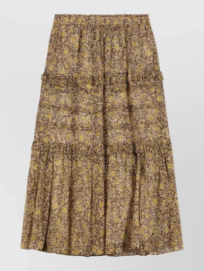 Isabel Marant Étoile Volomia Long Tiered Cotton Voile Skirt In Brown