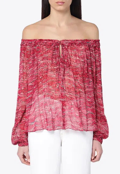 Isabel Marant Étoile Vutti Off-shoulder Printed Blouse