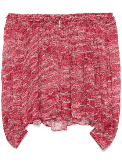 Isabel Marant Étoile Vutti Red Flared Blouse With Print In Pink