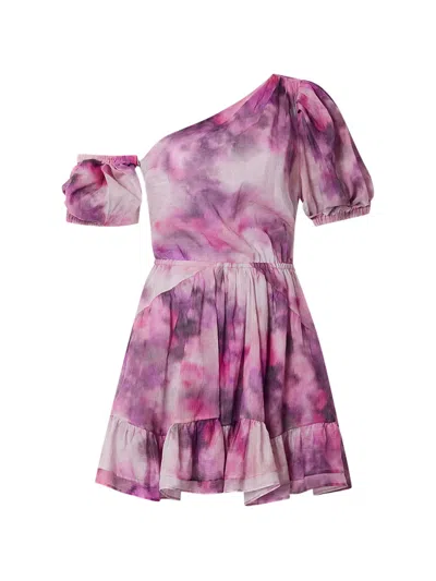 Isabel Marant Étoile Vyldy One-shoulder Ruffled Mini Dress In Purple