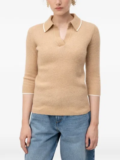 Isabel Marant Étoile Waffle-knit Three-quarter Sleeve Sweater In Brown