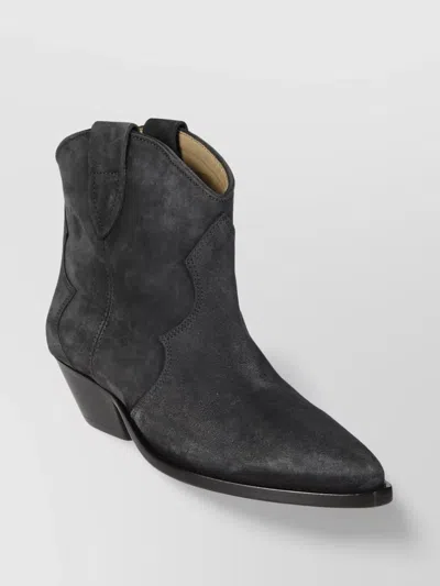 ISABEL MARANT ÉTOILE WASHED SUEDE WESTERN STYLE BOOTS WITH POINTED TOE