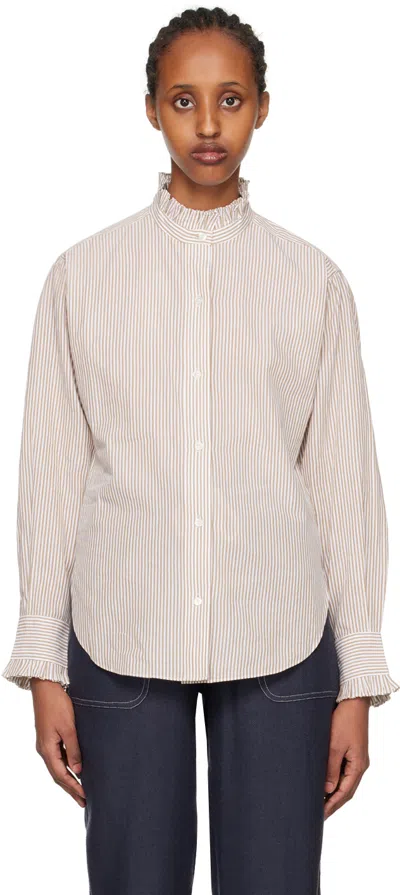 Isabel Marant Étoile White & Tan Saoli Shirt In 10oe Ochre