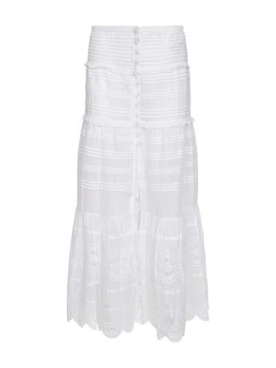 Isabel Marant Étoile White Cotton And Lace Paoline Long Skirt