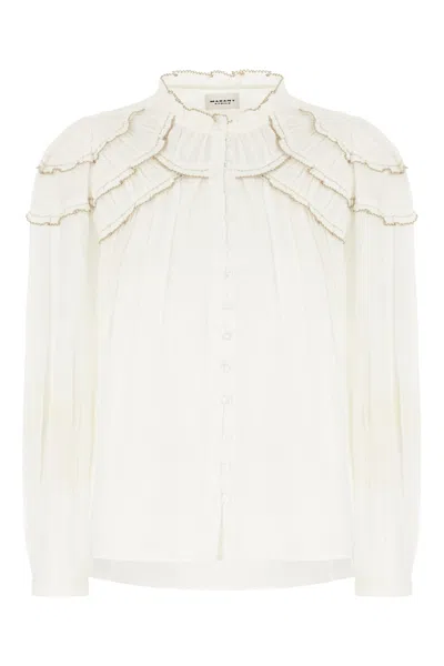 ISABEL MARANT ÉTOILE WHITE COTTON BLEND BLOUSE