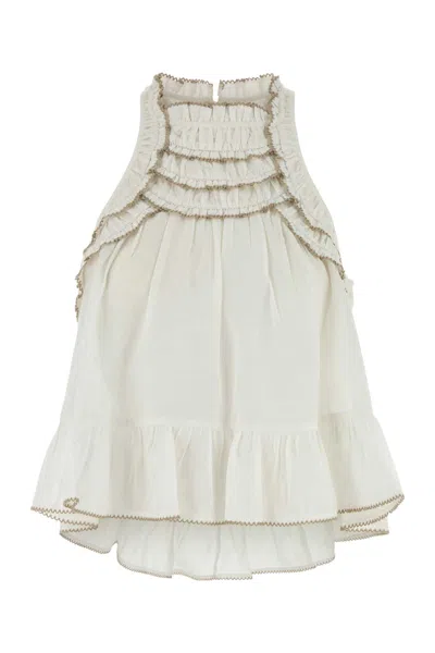 ISABEL MARANT ÉTOILE WHITE COTTON BLEND CARLEE TOP