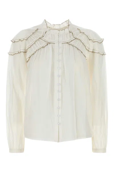 Isabel Marant Étoile Delicate Ruffled White Shirt With Button-down Front