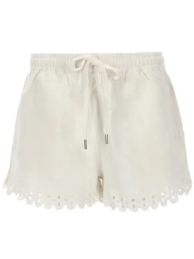 Isabel Marant Étoile White Cotton Embroidered Shorts