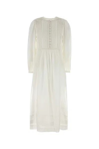 Isabel Marant Étoile Gisela Dress With Long Sleeves And Lace Detailing In White