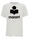 Isabel Marant Étoile White Crewneck T-shirt With Contrasting Logo Print In Linen Woman In White