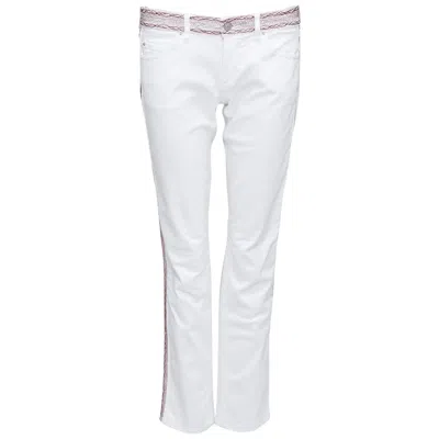 Pre-owned Isabel Marant Etoile White Denim Red Black Stitch Detail Jeans Fr38 M