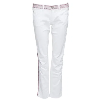 Pre-owned Isabel Marant Etoile White Denim Red Black Stitch Detail Jeans Fr38 M