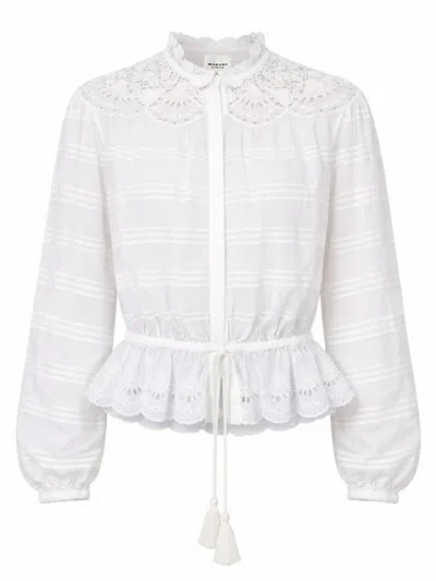 Isabel Marant Étoile Polly Striped Lace Yoke Blouse In White