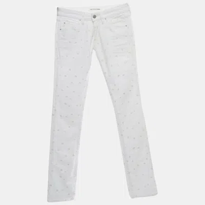 Pre-owned Isabel Marant Étoile White Embroidered Denim Slim Fit Jeans S