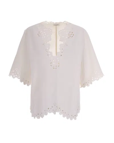 Isabel Marant Etoile Women 'shana' White Kaftan With Cut-out Details And Scallop Hem In Cotton Woman
