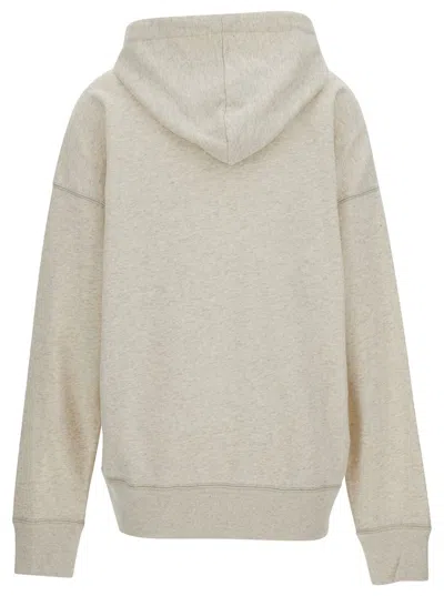 ISABEL MARANT ÉTOILE WHITE HOODIE WITH TONAL LOGO PRINT IN COTTON BLEND WOMAN