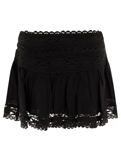 Isabel Marant Étoile Isabel Marant Etoile White Linen And Cotton Mini Skirt In Black