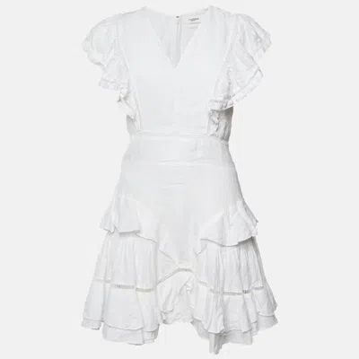 Pre-owned Isabel Marant Étoile White Linen Ruffled Audrey Mini Dress S