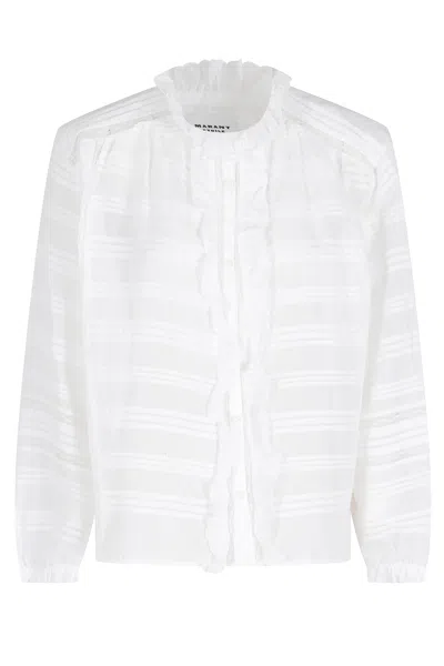 Isabel Marant Étoile White Peline Gb Sangallo Lace Ruffled Cotton Blouse