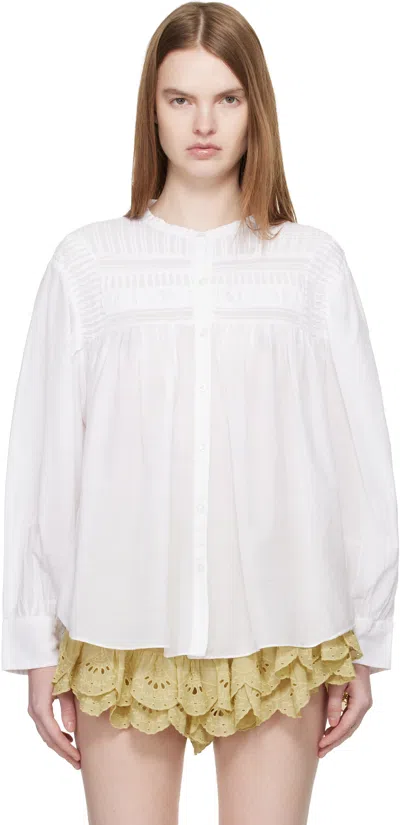 Isabel Marant Étoile Plalia Pintucked Cotton-blend Voile Shirt In White