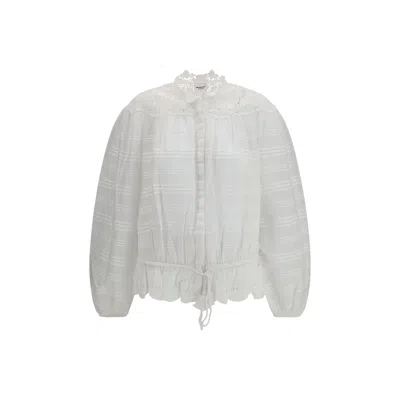 Isabel Marant Étoile Blusa Bianca In Cotone Con Colletto Ricamato Marant Etoile In White