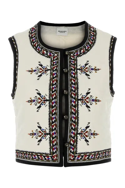 Isabel Marant Étoile Isabel Marant Etoile White Viscose Blend Zeana Vest In Multicolor