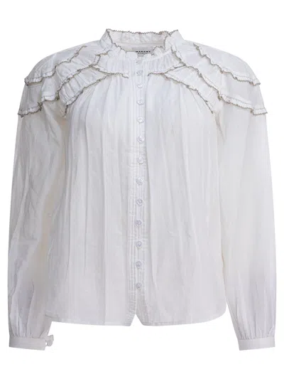 Isabel Marant Étoile Christa Ruffled High-neck Blouse In White