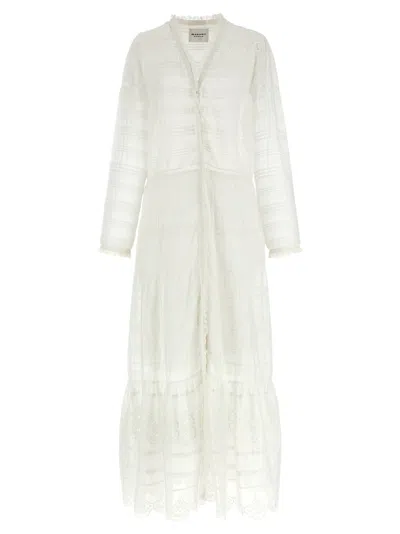Isabel Marant Étoile Women White V-neck Maxi Dress, Xl Luxury Dresses For Women Darveys In Brown