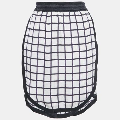 Pre-owned Isabel Marant Étoile White Windowpane Silk Skirt S